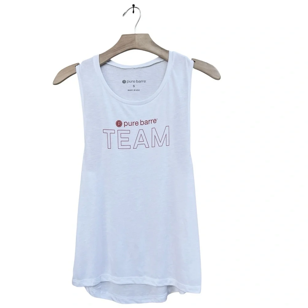 Pure Barre TEAM White Muscle T-Shirt Women’s Size Small New with Tags